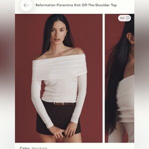 Reformation White Off-Shoulder Knit Top